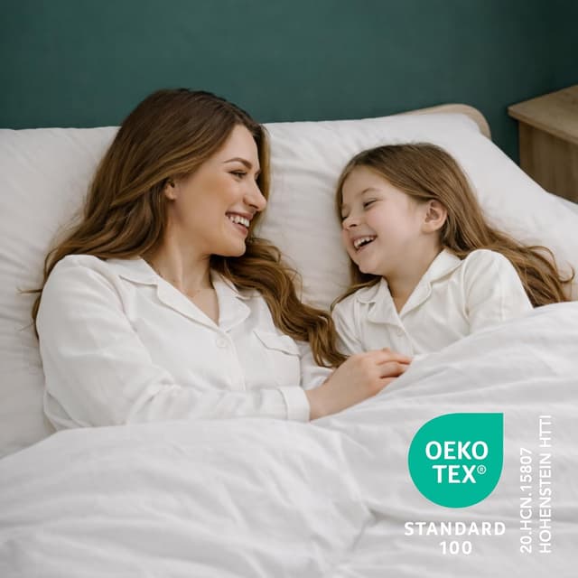 Detalle de Parure de lit Twinzen Twinzen Housse de couette 260x240 cm avec 2 taies 65x65 cm, blanc en microfibre