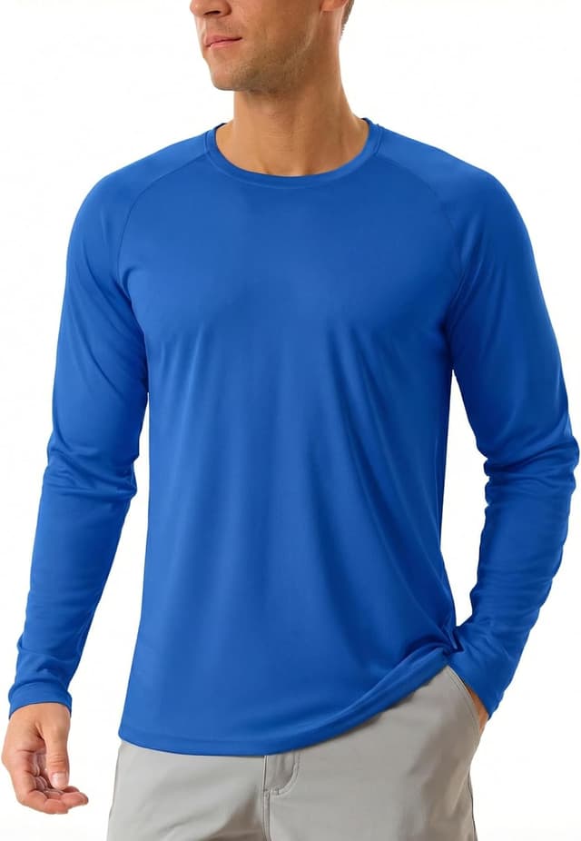 Detalle de TACVASEN Men’s UPF 50+ long-sleeve UV protection T-shirt for outdoor hiking & walks