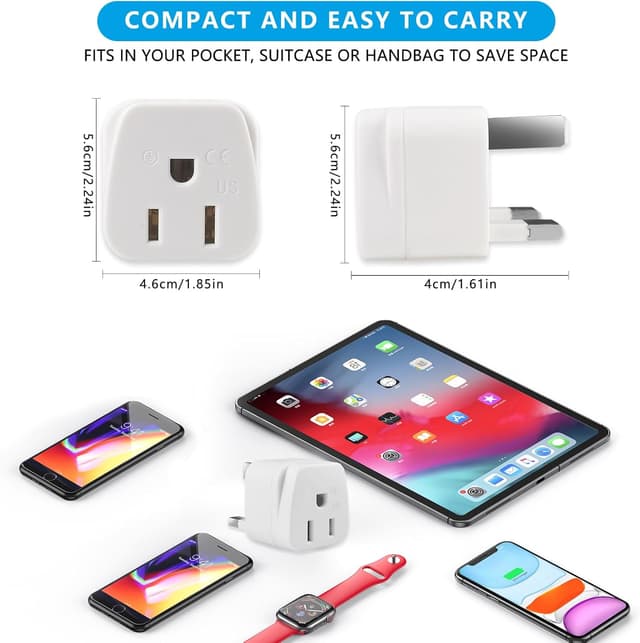 Detalle de XGKEGS US to UK plug adapter 2 pack