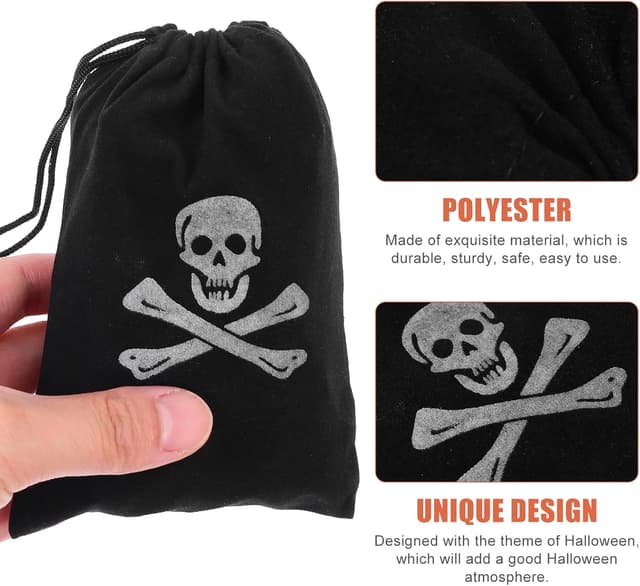 Detalle de Milisten 10Pcs Halloween Pirate Skull Drawstring Candy Bags (Party Favour Pouches)