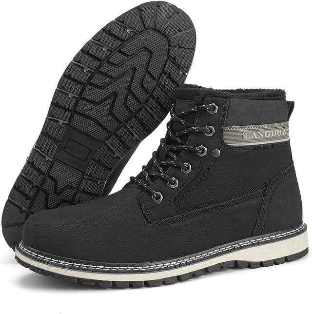 Detalle 2 de LANGDU stivali invernali uomo foderati in pelliccia sintetica con suola antiscivolo (taglie 41–46 EU)