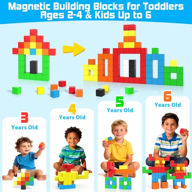 Detalle de 48PCS Magnetic Blocks Large STEM Toy for Ages 3–6 🧩