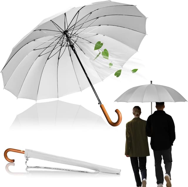 Detalle de LOGAN & BARNES Stockschirm Sturmfest XXL „EDINBURGH“ Ø120 cm mit Echtholzgriff und geräuschloser Gummispitze