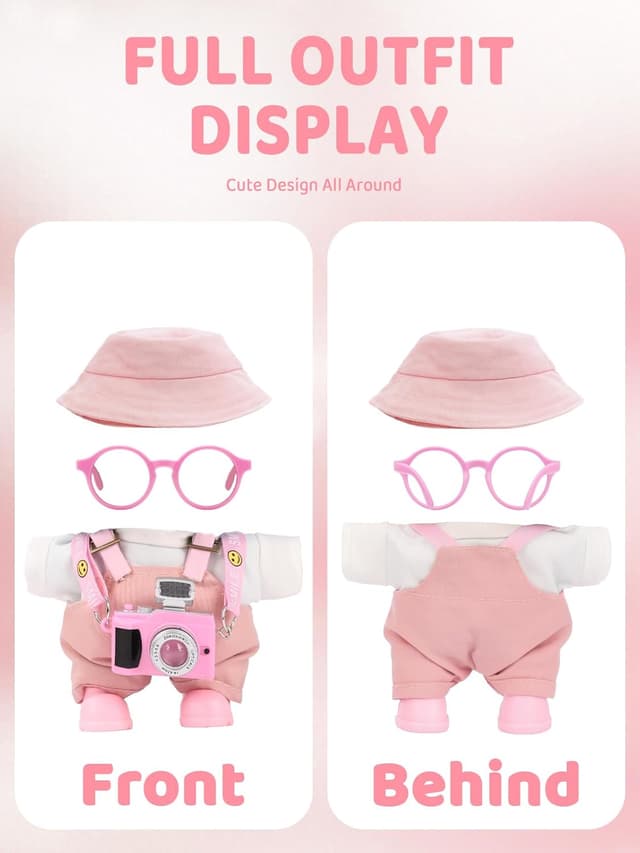 Detalle de Clothes for LABUBU 17cm Doll 6-Piece Outfit Set (No Doll) – Light Pink