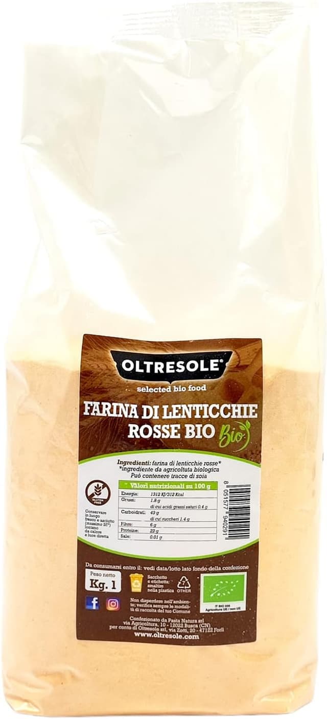 Imagen de Oltresole 🥣 Harina de Lentejas Rojas Orgánica 1 kg en OfertitasTOP