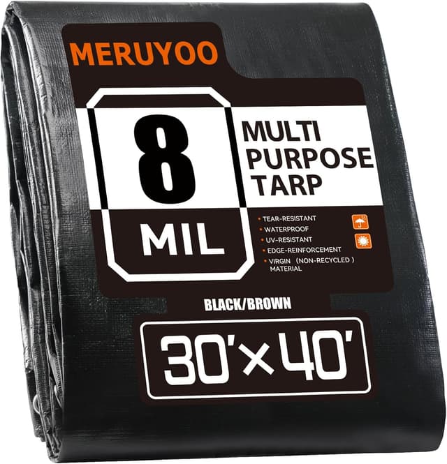Thumbnail 6 de MERUYOO 24x24 Waterproof 8 Mil Poly Tarp with Grommets (UV & Rip-Resistant, Reversible)