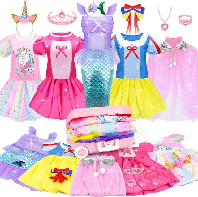 Detalle de 16-Piece Princess & Mermaid Dress-Up Costume Set for Little Girls (Princess Role Play Gift)