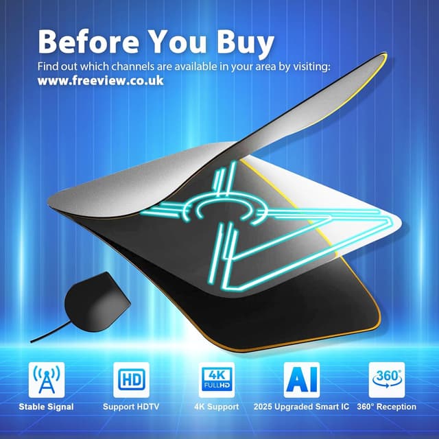 Thumbnail 6 de Indoor TV aerial film antenna 5m cable