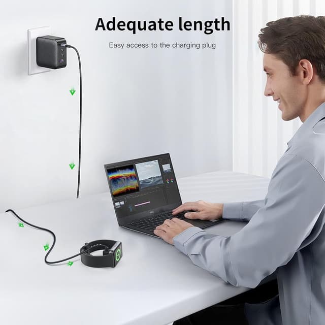 Detalle de TiMOVO Magnetic USB Replacement Charging Cable for Samsung Galaxy Fit 3 SM-R390 (2-Pack) – Black