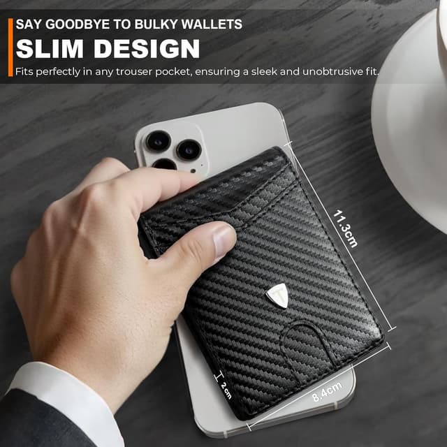Detalle 2 de TEEHON Mens Wallets Slim RFID Carbon Fiber 11 cards