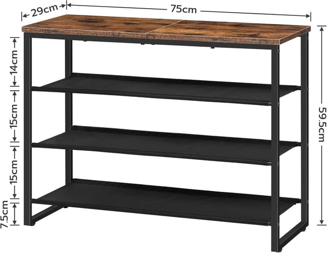 Detalle de HOOBRO Scarpiera a 4 ripiani EBF47XJ01G1 in tessuto Oxford (12-16 paia), marrone vintage