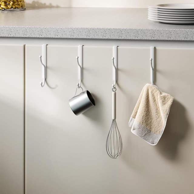 Thumbnail 6 de niffgaff Over Door Hook 2-Pack (Heavy Duty, No-Drilling), for Interior Doors up to 1.4 Inches Thick – White