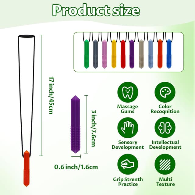 Detalle 2 de LSHUN Sensory Chew Necklace 10PCS for ADHD