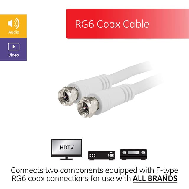 Detalle 2 de GE 33603 15-Feet RG6 Coaxial Video Cable (White) with F-Type Connections