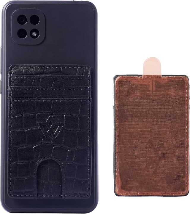 Detalle de WASAMA unisex leather stick-on card holder (up to 3 cards) with RFID protection