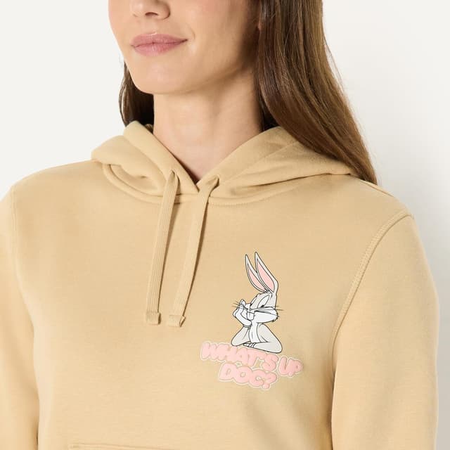 Detalle de Amazon Essentials Damen Fleecepullover mit Kapuze – normaler Schnitt für Alltag & Entspannung