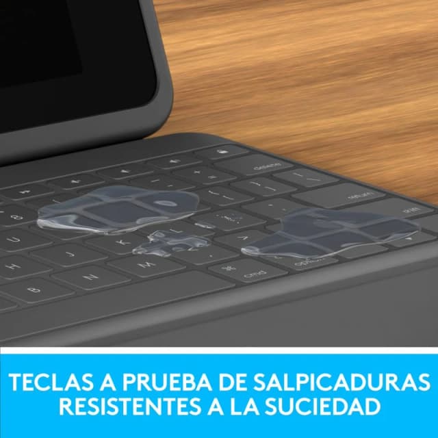 Detalle de Logitech Rugged Folio funda con teclado Bluetooth gris para iPad 7/8/9