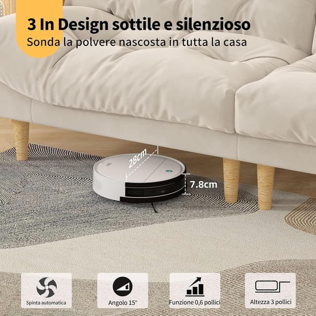 Detalle de OKP K5 Robot Aspirapolvere con telecomando, 2500Pa e navigazione intelligente PSD (Wi‑Fi/App/Alexa)