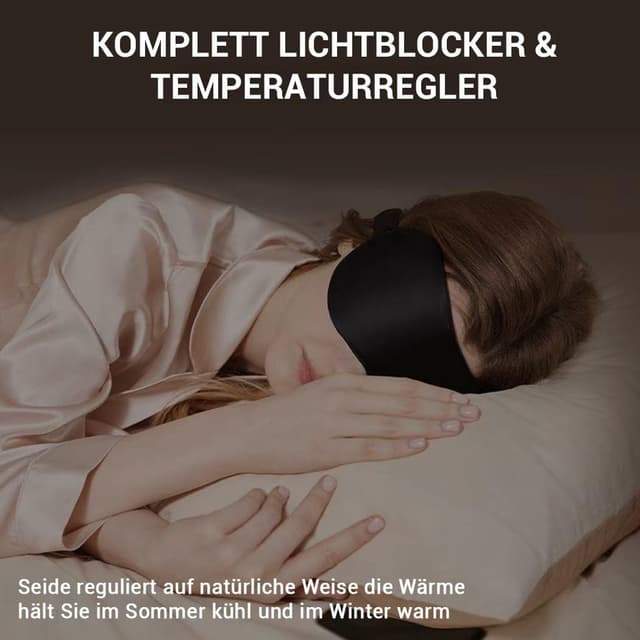 Detalle de LaCourse 22 Momme Schlafmaske aus 100% Maulbeerseide (rosa) – komplett verdunkelnd & weich