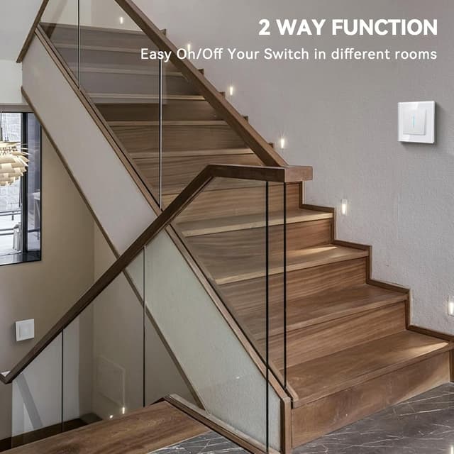 Detalle 2 de BSEED Lichtschalter aus Glas, Unterputz-Wechselschalter mit Hintergrundlicht, 86×86 mm, NE-Serie (1 Fach, 2 Wege), weiß