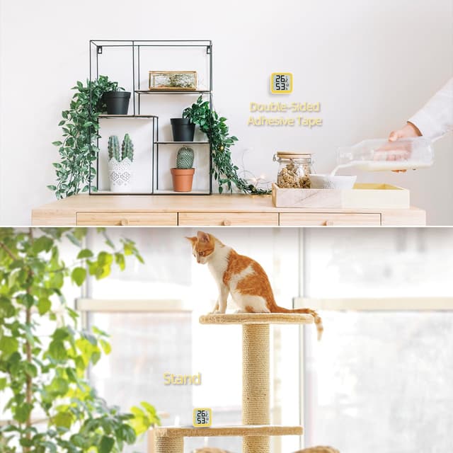 Detalle 2 de NOKLEAD Thermometer & Hygrometer (Mini-Hygrometer) mit Komfort-Icon und °C/°F-Umschalter – Gelb