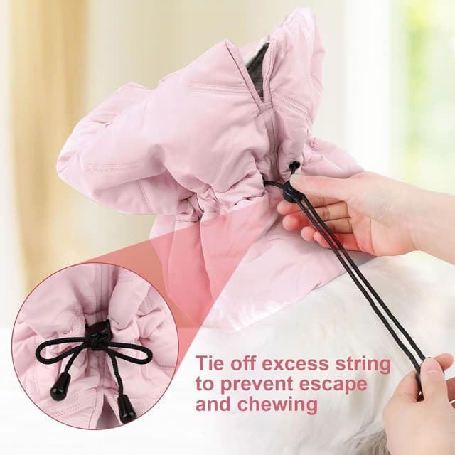 Detalle de BUKYCAT Elisabethanisches Halsband für Katzen nach OP – weiche, einstellbare Halskrause (rosa, M)