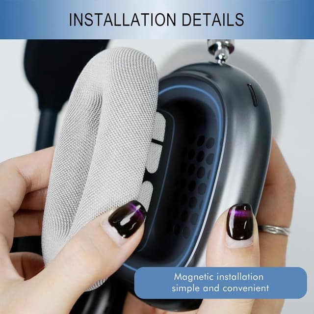 Detalle de GEVO Upgraded Ear Cushions Replacement for Apple AirPods Max (Silver) with Mesh Fabric & Memory Foam