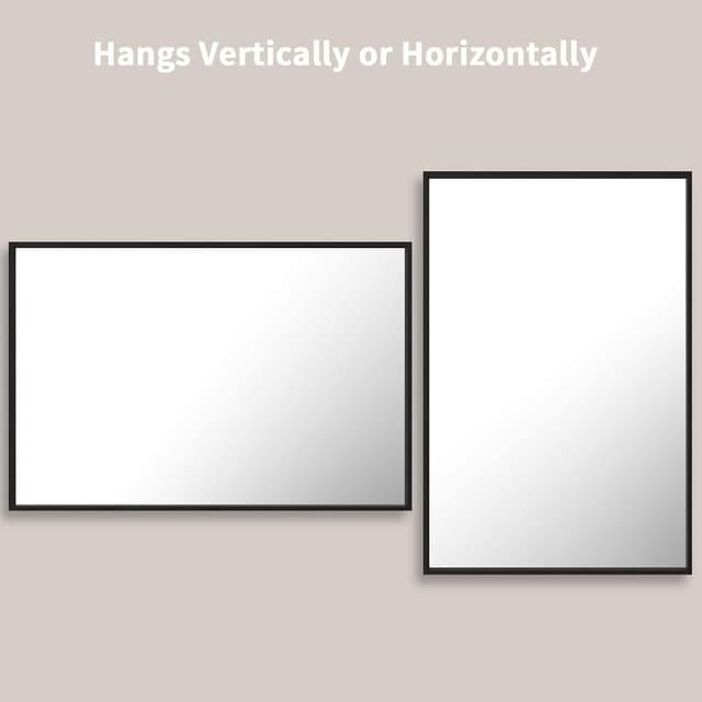 Detalle de LOAAO 24"x36" Matte Black Rectangle Bathroom Mirror (Matte Black Aluminum Alloy Frame)