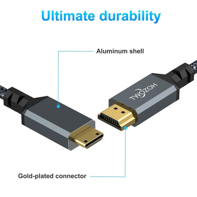 Thumbnail 5 de Twozoh Left Angled Mini HDMI to HDMI 1.5m