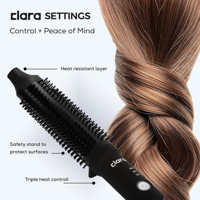 Detalle de Clara Anti-Frizz Ionic Slim Hot Brush 32mm (Triple Heat Settings) – 3-in-1 Round Brush for Smooth, Waves & Blowouts