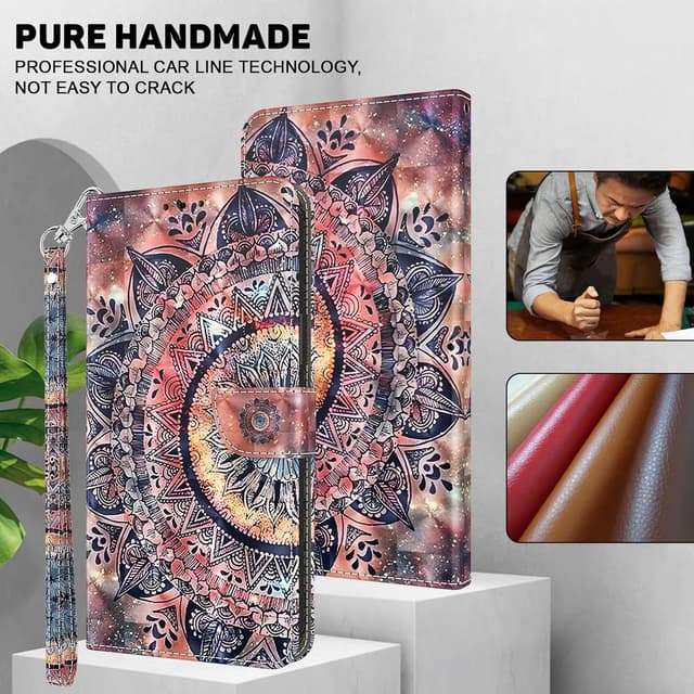 Thumbnail 6 de BOLELAW Hülle für Google Pixel 9A – stoßfeste Flip Wallet mit Magnetverschluss, Standfunktion und 2 Kartenfächern (Mandala)