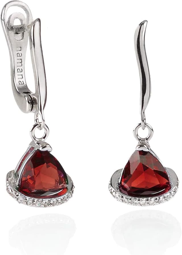 Detalle de Namana Boucles d’oreilles pendantes en triangle avec zircons colorés