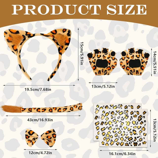 Thumbnail 1 de Hifot 7 Pezzi Costume da Leopardato 🎭