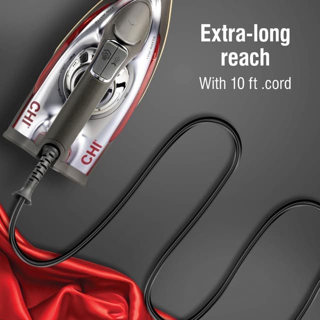Detalle de CHI Steam Iron for Clothes (13101) with 300+ Steam Holes, 1700W Titanium-Infused Ceramic Soleplate & Auto Shutoff