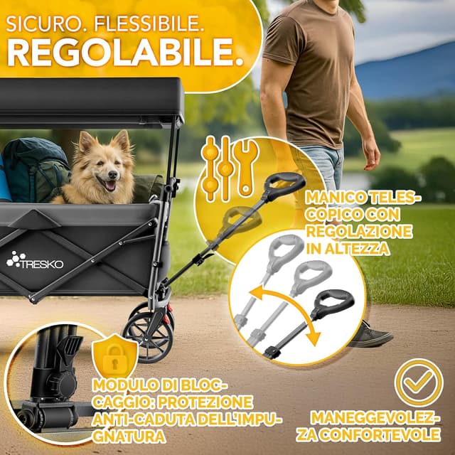 Thumbnail 1 de TRESKO Carrello pieghevole con tetto e vano frigorifero, 150 kg 🛒