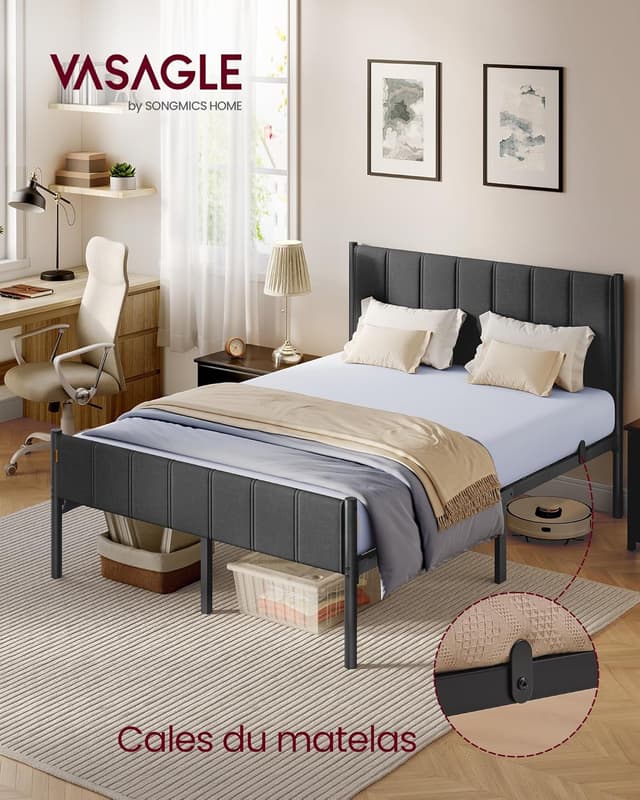 Thumbnail 2 de VASAGLE RMB973GN01 Cadre de lit 140x190 cm