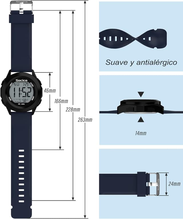Detalle de SOCICO Reloj Digital Deportivo resistente al agua