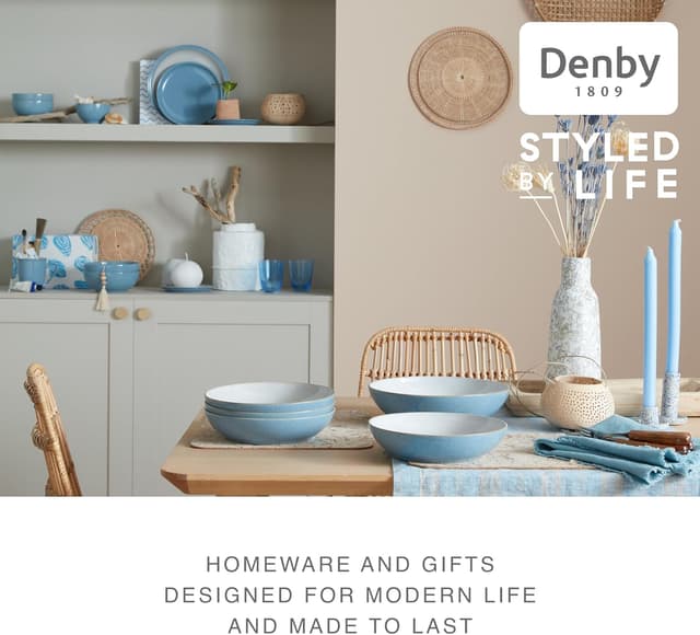 Detalle 2 de Denby Elements Blue Pasta Bowls Set of 4 1050ml