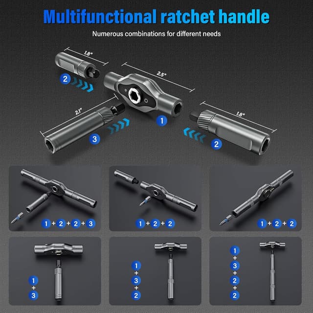 Detalle de Koeutoze 24 in 1 Magnetic Screwdriver Set with Ratchet, S2 Steel Bits & Ergonomic Aluminium Handle