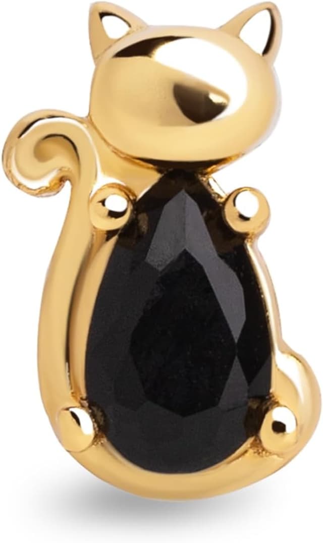 Imagen de SINGULARU Cat Black orecchino singolo in argento 925, oro/Rodio en OfertitasTOP
