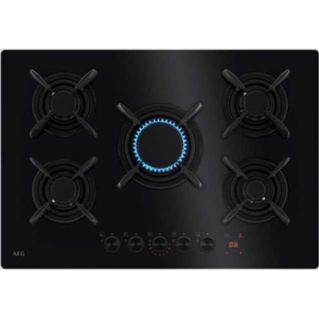 Detalle de AEG HKB75453NB Serie 8000 FlameLight 75 cm placa de gas