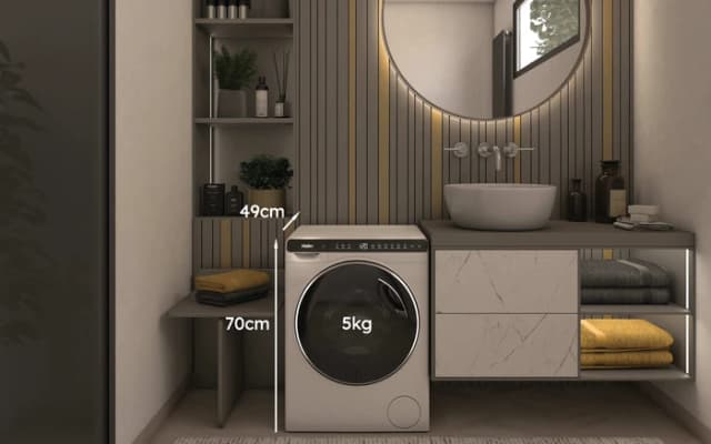 Detalle de Haier HW50-BP12307U1 Mini Washer: kompakte 5-kg-Waschmaschine für kleine Räume