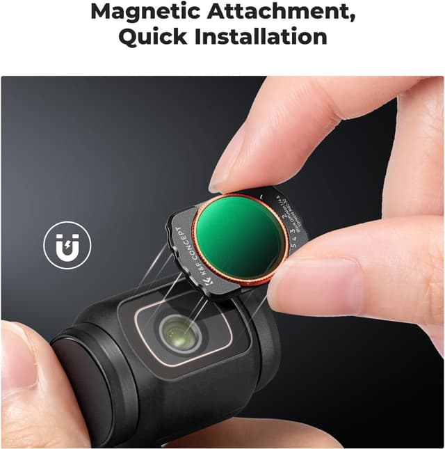 Detalle de K&F CONCEPT 2-in-1 ND + black mist magnetic filter for DJI Osmo Pocket 3 (Black-mist 1/4 & ND2-32)