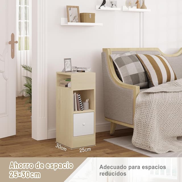 Detalle de EUGAD 2X Mesitas de Noche Modernas de Madera 🌙