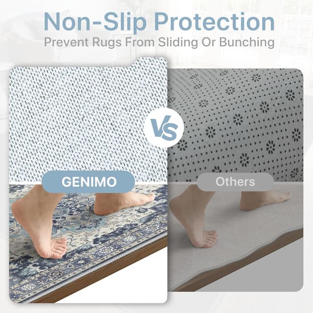 Detalle de GENIMO Läufer Flur rutschfest 80x300 cm – waschbarer Vintage-Teppich für Flur, Küche & Schlafzimmer