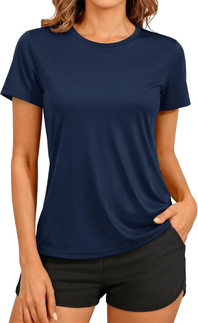 Detalle de TACVASEN women’s short-sleeve quick-dry UV protection T-shirt (UPF 50+)