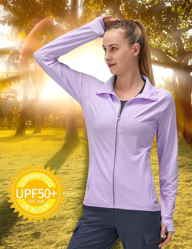 Detalle de KPSUN Women’s UPF 50+ Long Sleeve UV Sun Protection Zip Hiking Shirt Jacket