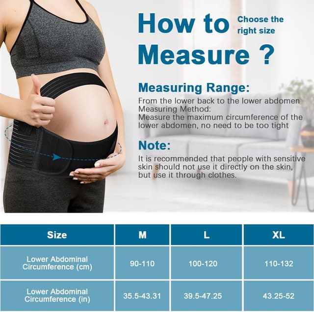 Detalle de AUYAO Pregnancy Belly Band Maternity Belt – Adjustable 2-in-1 elastic support for lower back, abdomen and pelvic relief