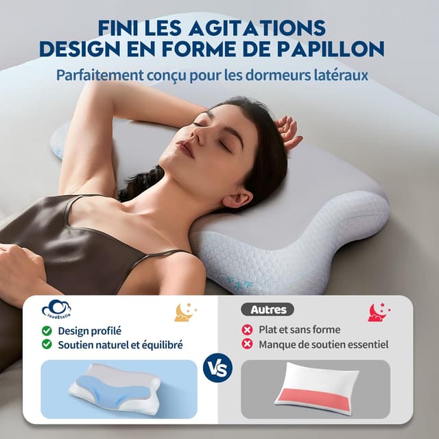 Thumbnail 1 de CloudÉtoile Oreiller Ergonomique Cervical 64x38x12 cm