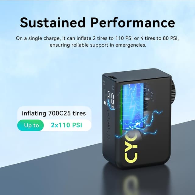 Detalle 1 de CYCPLUS Tiny electric bike pump 120 PSI